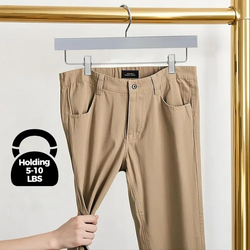 Miniatura 5 de Quality Hangers Juego de 100 perchas de madera para pantalones, juego de 100 ganchos giratorios para ropa, falda de madera de loto, pantalones, Gris