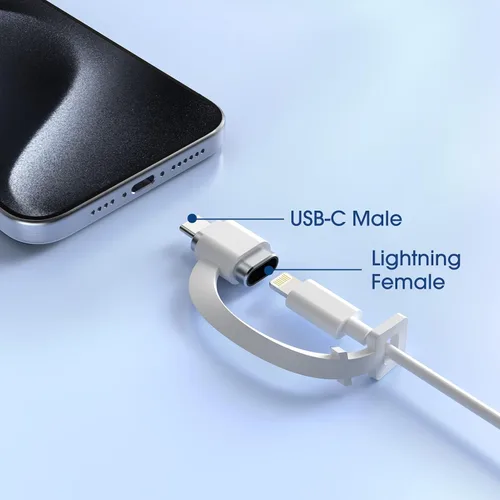 Miniatura 2 de TechMatte Cable adaptador Lightning a USB C tipo C, no para auriculares/OTG, 1.8-2.2A 15W sincronización de datos de carga rápida, para iPhone 16