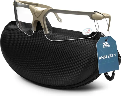 Xaegistac Gafas de disparo con estuche Gafas de seguridad antivaho para cazadores para adultos Lente transparente-marco caqui