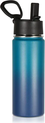 Miniatura 27 de Volhoply Paquete a Granel de 8 Botellas de Agua Aisladas de 18 Onzas, Botellas de Agua de Acero Inoxidable para Niños con Tapa con Pajita, Botella