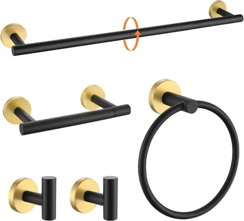 Miniatura 30 de TURS Juego de accesorios de baño de acero cepillado de 5 piezas, juego de barra de toalla de baño de acero inoxidable SUS304, kit de accesorios
