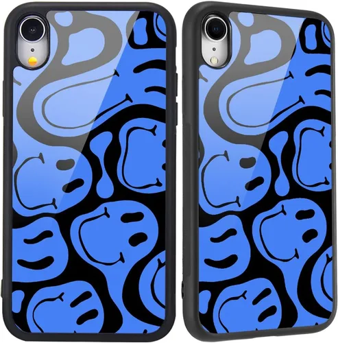 Compatible con iPhone 7/8/SE 2020, cubierta trasera dura con patrón de arte divertido azul divertido lindo para mujeres y niños