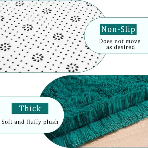 Miniatura 3 de Amearea Alfombra de pelo largo azul y verde de 5 x 7 pies, alfombra de felpa suave y mullida de lujo para sala de estar, alfombras grandes de Verde