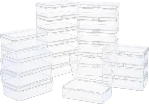 Miniatura 22 de LJY 100 contenedores rectangulares vacíos de plástico transparente con tapas con bisagras (2.2 x 1.6 x 0.8 pulgadas, transparente)