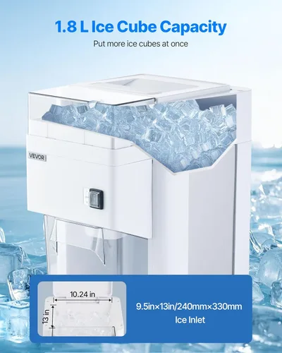 Miniatura 4 de VEVOR - Máquina trituradora de hielo comercial, 1.91QT / 1.8L, trituradora eléctrica de cubos de hielo grande, con motor premium de 300W, cuchillas