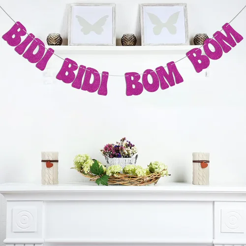 Miniatura 5 de Bidi Bidi Bom Bom Banner para despedida de soltera Baile latino mexicano Beat Latina Dance Music Beat Decoración Rosa Fuerte Glitter
