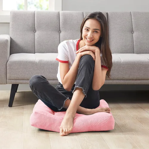 Miniatura 44 de Juego de 2 almohadas de suelo de meditación, almohadas cuadradas grandes para adultos, cojín de pana copetuda para sala de estar de tatami, gris, 22