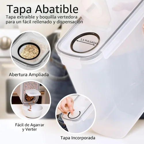 Miniatura 9 de Shazo Paquete de 2 (6.3L / 213OZ) Recipientes Herméticos EXTRA Grandes para Almacenamiento de Alimentos de Cereales para Almacenamiento de Alimentos