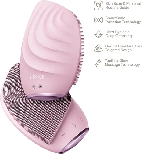 Miniatura 4 de GESKE SmartAppGuided™ Cepillo facial sónico 5 en 1 Cepillo de limpieza facial eléctrico vibratorio Cepillo de silicona suave Limpiador facial
