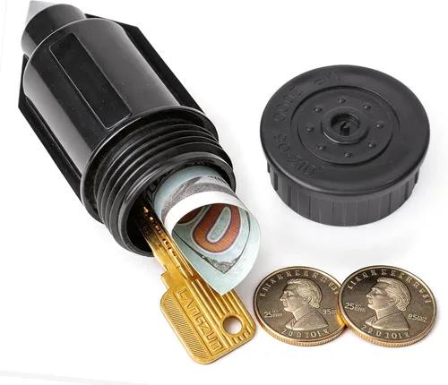 Key Hider - Cabezal de aspersor realista impermeable, soporte para efectivo para jardín al aire libre, fácil de empujar en el suelo (negro)