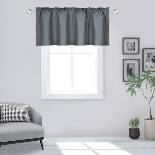 Miniatura 8 de DECOVSUN Cenefas Aqua para ventanas de cocina, con bolsillo para barra, opacas, con aislamiento térmico, 1 panel de 42 x 18 pulgadas