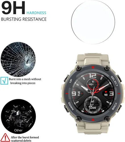 Miniatura 5 de Protector de pantalla de cristal templado para Amazfit T-Rex/Amazfit T-Rex Pro, antiarañazos, antirreflejos, antihuellas, 4 unidades, compatible