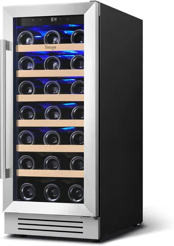 Miniatura 9 de Yeego Refrigerador de Vino - Refrigerador de Vino de Doble Zona de 15 Pulgadas con Capacidad para 28 Botellas, 40-65°F Refrigerador de Vino