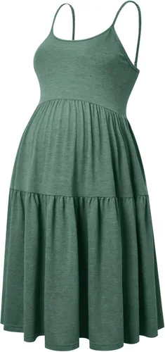 Miniatura 135 de GINKANA Vestido de maternidad sin mangas para mujer, con tirantes ajustables, vestido casual de verano para uso diario o baby shower