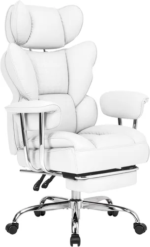 Miniatura 15 de DUMOS Silla de escritorio grande y alta para oficina en casa, silla de computadora para juegos, silla ergonómica ejecutiva con reposapiés, respaldo