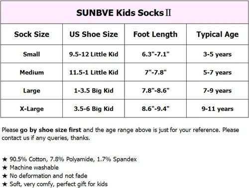 Miniatura 3 de SUNBVE Calcetines deportivos de algodón para niños y niñas