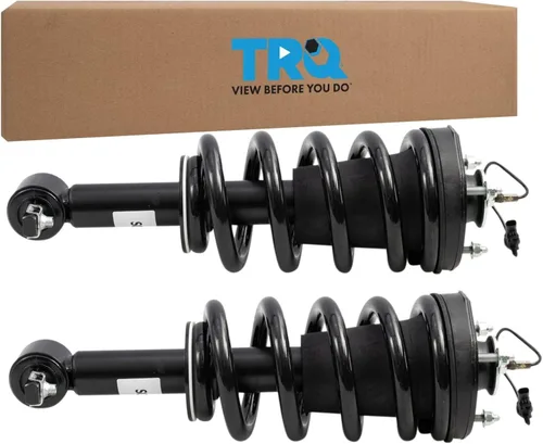 TRQ Conjunto de resorte de vástago de amortiguador delantero cargado en el lado del conductor LH y del pasajero RH, juego de 2 piezas para Chevy GMC