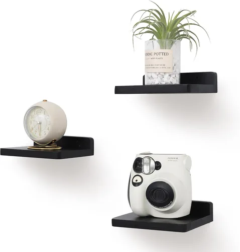 Miniatura 20 de Estante flotante pequeño, mini estante montado en la pared de 5 x 5 pulgadas, estante de madera rústica para dormitorio, sala de estar, baño, Gris