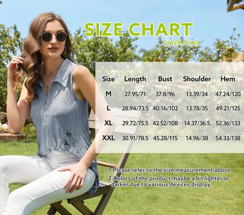 Miniatura 6 de Amrto Camisas polo de verano sin mangas con cuello de doble capa de malla para mujer