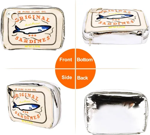 Miniatura 3 de Bolsa de maquillaje de sardinas enlatadas, bolsa de aseo estilo sardinas enlatadas, bonita bolsa de viaje, bolsa de maquillaje creativa y bonita