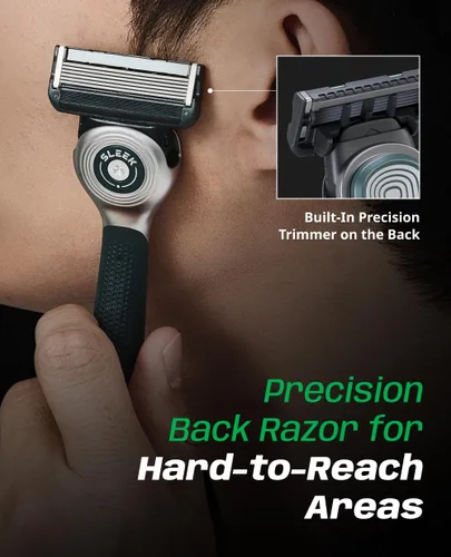 Miniatura 6 de DORCO SLEEK Navaja de 6 cuchillas para hombres con 7 cartuchos Navajas de cartucho para hombres con mango y cuchillas de afeitado suave Navajas