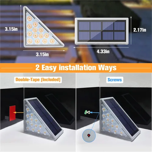 Miniatura 6 de VOLISUN Paquete de 8 luces solares para escaleras, 7 colores fijos, luces solares para escalones al aire libre, impermeables, IP67, luz LED