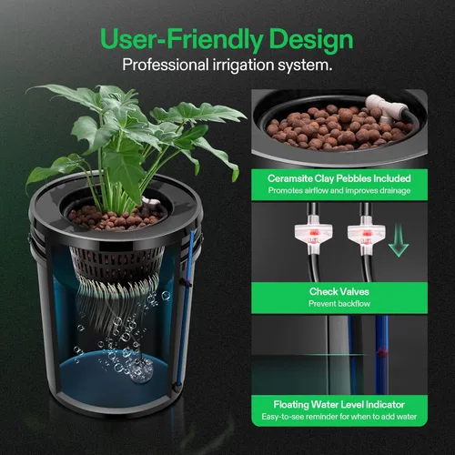 Miniatura 5 de VIVOSUN Sistema de Cultivo Hidropónico DWC con Kit de Goteo Superior, Cultura de Agua Profunda de 5 Galones, Sistema de Goteo Recirculante