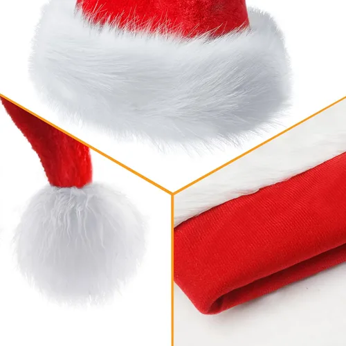 Miniatura 2 de Christmas Hat, Santa Hat for Adults/Kids/Baby Red Velvet Double Extra Thicken Unisex Xmas Hats for New Year Holiday Party