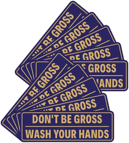 Miniatura 50 de Letrero estándar para puerta o pared, diseño de "Don't Be Gross ("Wash Your Hands"), color negro, mediano