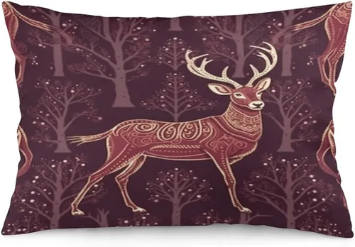 Miniatura 21 de Fundas de almohada refrescantes con diseño de reno burdeos, fundas de almohada lumbar para exteriores con cremallera invisible, funda de almohada