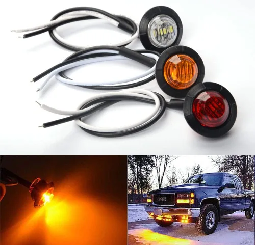 Miniatura 2 de 15 luces LED de señalización de 3/4 pulgadas, luz de señal de 12 V para remolque, camión, autobús, furgoneta (rojo+ámbar+blanco)