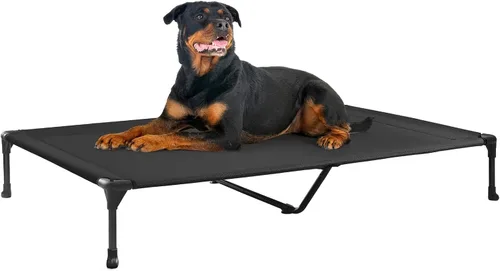 Miniatura 42 de Veehoo Outdoor Elevated Dog Bed for Large Dogs, Cooling Raised Dog Cot Off Ground Hammock Pet Beds with Breathable Mesh, No-Slip Feet, 50"x32