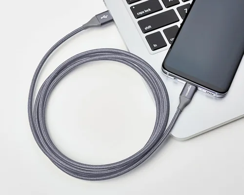 Miniatura 6 de Amazon Basics Cable de carga rápida USB-C a USB-A 2.0, cable trenzado de nailon, velocidad de 480 Mbps, certificado USB-IF, para Apple iPhone 16/15