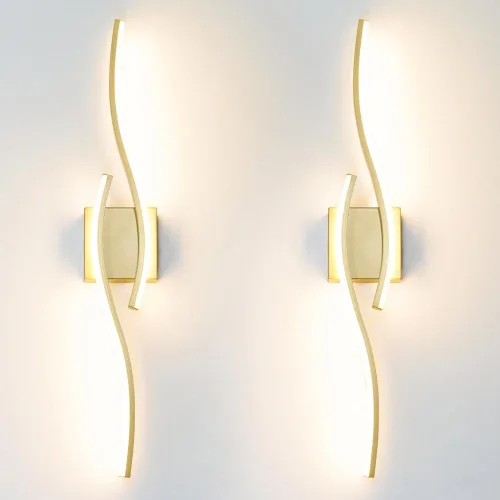 Miniatura 11 de Juego de 2 lámparas de pared enchufables modernas Daunton, luz de pared LED regulable dorada con control remoto, 3CCT ajustable y función