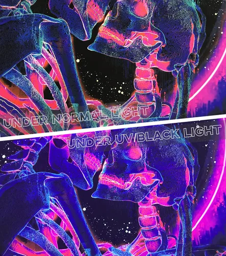 Miniatura 4 de TUGCAY Tapiz de luz negra con calavera que brilla en la oscuridad, tapiz para amantes de los besos, esqueleto, neón, trippy, pósters verticales