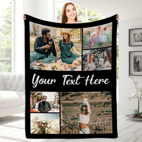 Miniatura 14 de Magimagine Mantas personalizadas con imágenes de texto para regalos de novio, manta de fotos personalizada para familiares y amigos para Navidad