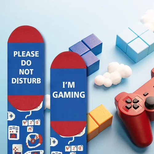Miniatura 143 de AGRIMONY Calcetines divertidos con texto en inglés «Do Not Disturb Gaming» para hombres, mujeres, adolescentes, niños, Pascua, padres, cumpleaños