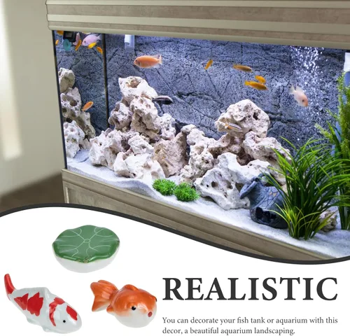 Miniatura 9 de Sewroro 3 piezas de bola de cerámica flotador de pecera, peces de acuario artificiales, decoración de acuario, adorno flotante de animales marinos