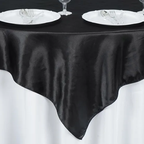 Miniatura 7 de Efavormart Paquete de 5 Sobremanteles Cuadrados de Satén de 60" para Decoraciones de Mesa de Bodas, Catering y Fiestas, Cubierta de Mantel Negro