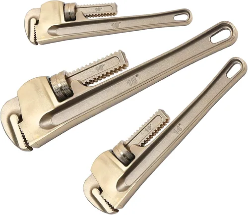 Miniatura 11 de WEDO Llave de tubo sin chispas (longitud 23.622 in, apertura máxima 2.953 in), llave de fontanería recta sin chispas, llave de seguridad sin Bronce