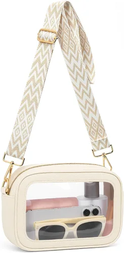 Miniatura 11 de Bulado Bolsa transparente para eventos de estadio, monederos transparentes para mujeres con correa ajustable, bolsa cruzada para fanáticos