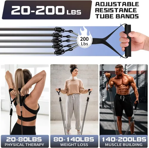 Miniatura 5 de WHATAFIT Bandas de resistencia, bandas de ejercicio, bandas de resistencia para entrenamiento, bandas de entrenamiento con asas para hombres