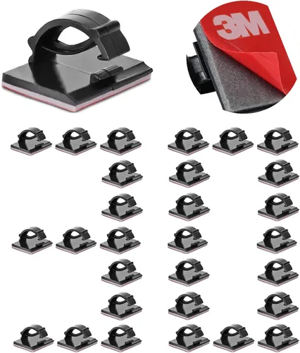 Miniatura 11 de Clips de Cable Autoadhesivos 3M Organizador de Cables, Soporte de Alambre Abrazadera de Gestión Adhesiva para Escritorio Coche Cámara de Tablero
