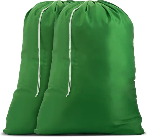 Handy Laundry Nylon XL - Bolsa de gran capacidad con cordón de cierre, lavable a máquina, se ajusta a cestas o cestos de lavandería, sostiene 3 Verde