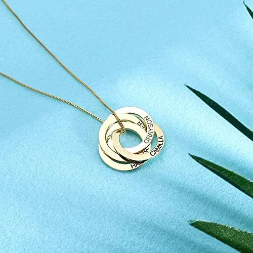 Miniatura 5 de Getname Necklace Collar de anillo ruso grabado personalizado personalizado con nombre de la familia, collar de plata esterlina 925, joyería