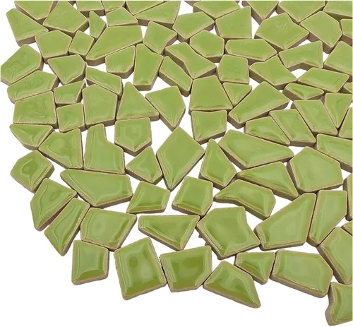 Miniatura 16 de 200g de azulejos de mosaico de cerámica para manualidades, azulejos de cerámica irregulares de 0.2"x0.8" de porcelana para decoración del hogar Caqui