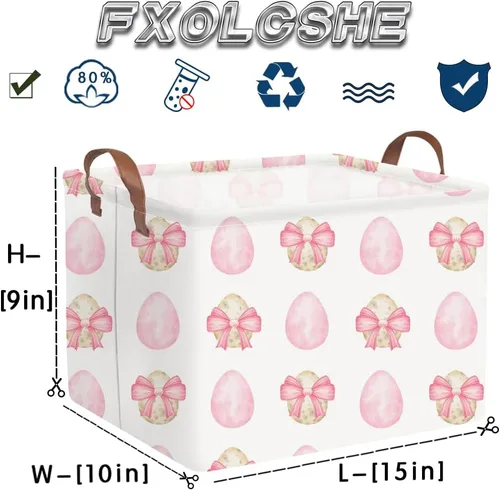 Miniatura 7 de Cesta de Pascua con lazo rectangular, cesta de Pascua vacía, cesta de almacenamiento para dormitorio de bebé, organizador de regalos de juguetes