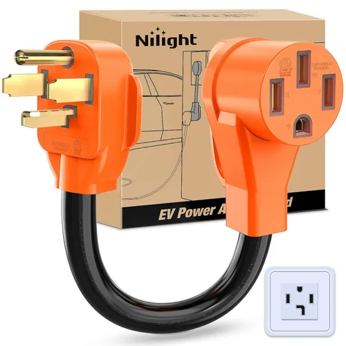 Nilight Cable adaptador EV de 30 amperios a 50 amperios de cobre puro de 4 clavijas de cobre puro para secadora a enchufe EV, resistente calibre 10,