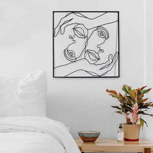 Miniatura 4 de Asense Arte de pared de metal para decoración de manos y líneas faciales, esculturas abstractas y modernas para colgar en la pared del hogar