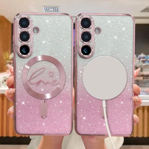 Miniatura 226 de ZONRW - Funda para Samsung Galaxy S22 Ultra magnética, para mujeres y niñas, cubierta trasera suave, lujosa, con corazón de amor, bling, degradado